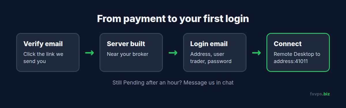 The steps from paying for your VPS to logging in